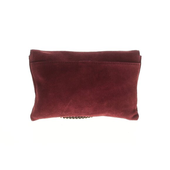 J. Crew Maroon Suede Envelope Clutch Bag Chain Strap - Picture 9 of 10